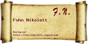 Fohn Nikolett névjegykártya